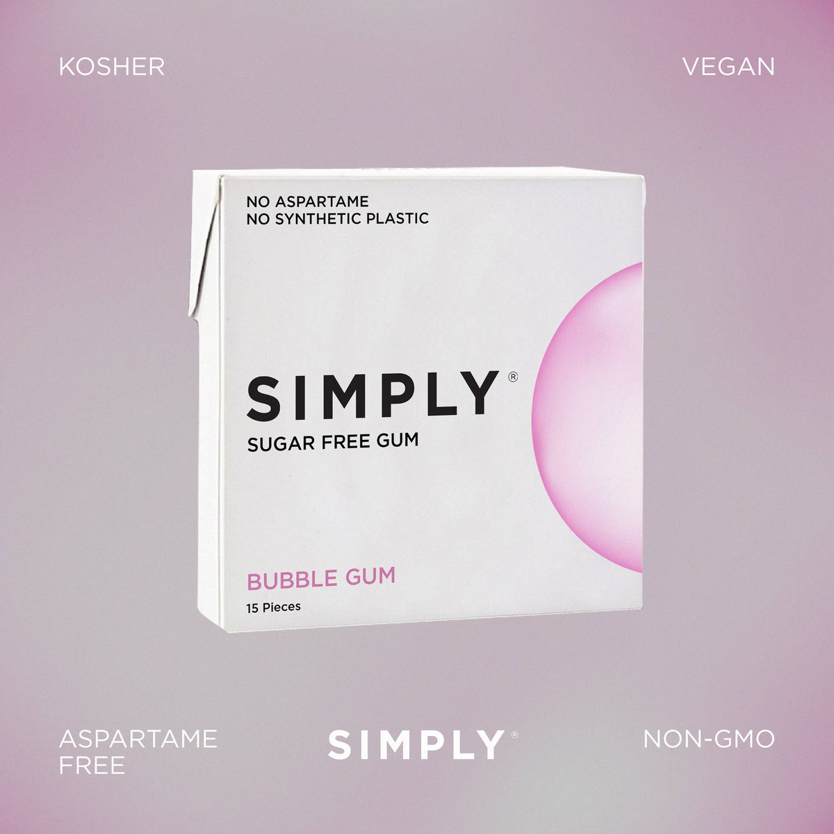 Simply Gum - Sugar Free Bubble Gum - Natural + Plastic-Free