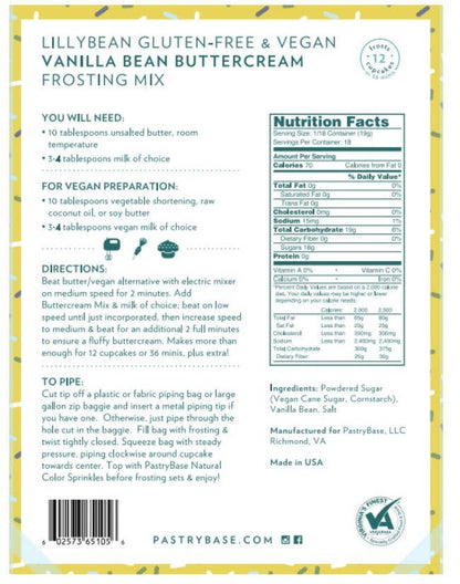 LillyBean Baking - Vanilla Bean Buttercream Mix (Vegan & Gluten-Free)