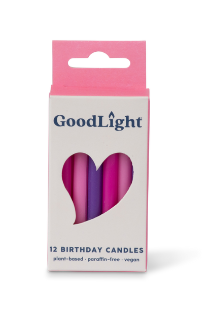 GoodLight Natural Candles - Vegan Birthday Candles | 12-Count Box: Multi-Color