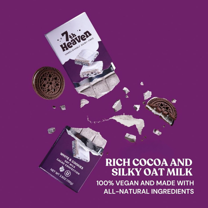 7th Heaven Chocolate - Vegan Oat White Chocolate Bar: White Cocoa & Cookies, Kosher