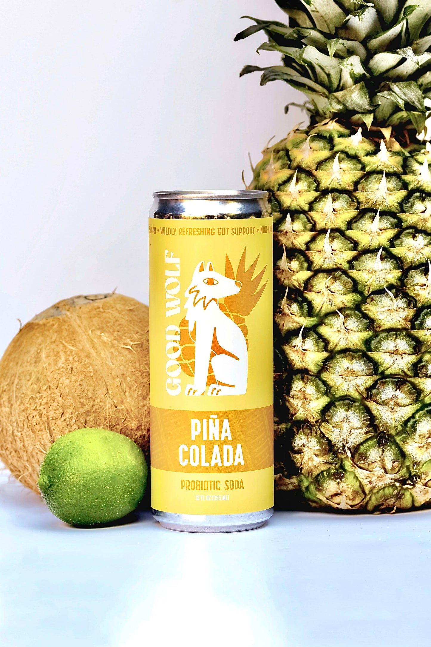 Good Wolf Beverages - Piña Colada Probiotic Soda - No Added Sugar; Hand-Crafted