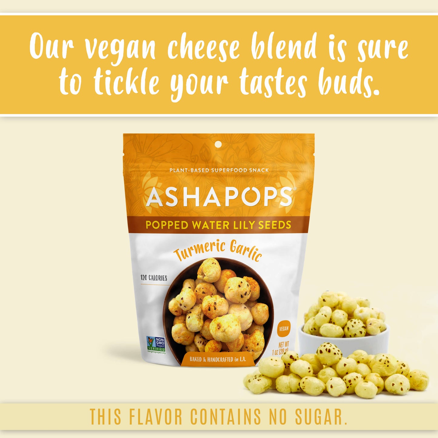 AshaPops - 1oz Turmeric - AshaPops Popped Water Lily Seeds