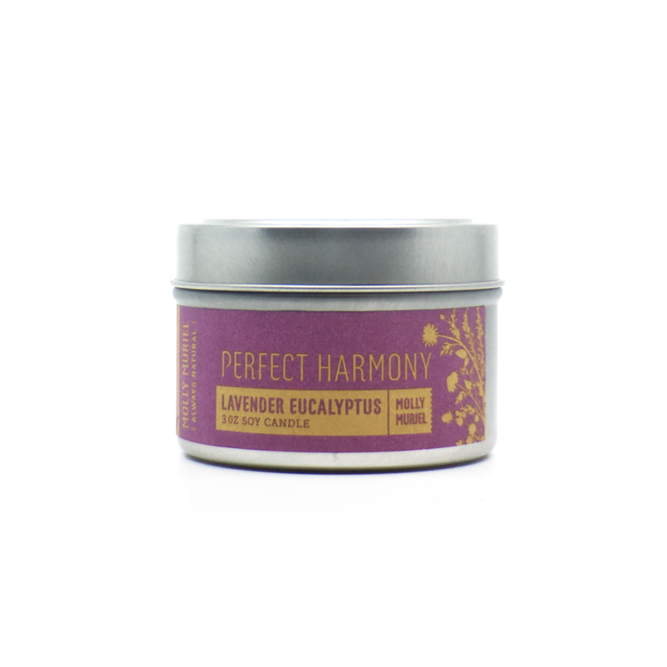 Molly Muriel Bath + Body - PERFECT HARMONY (LAVENDER EUCALYPTUS) TRAVEL CANDLE – 3OZ