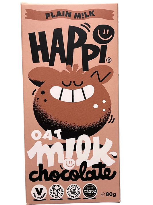Happi Oat Milk Chocolate 80g Bar - Plain