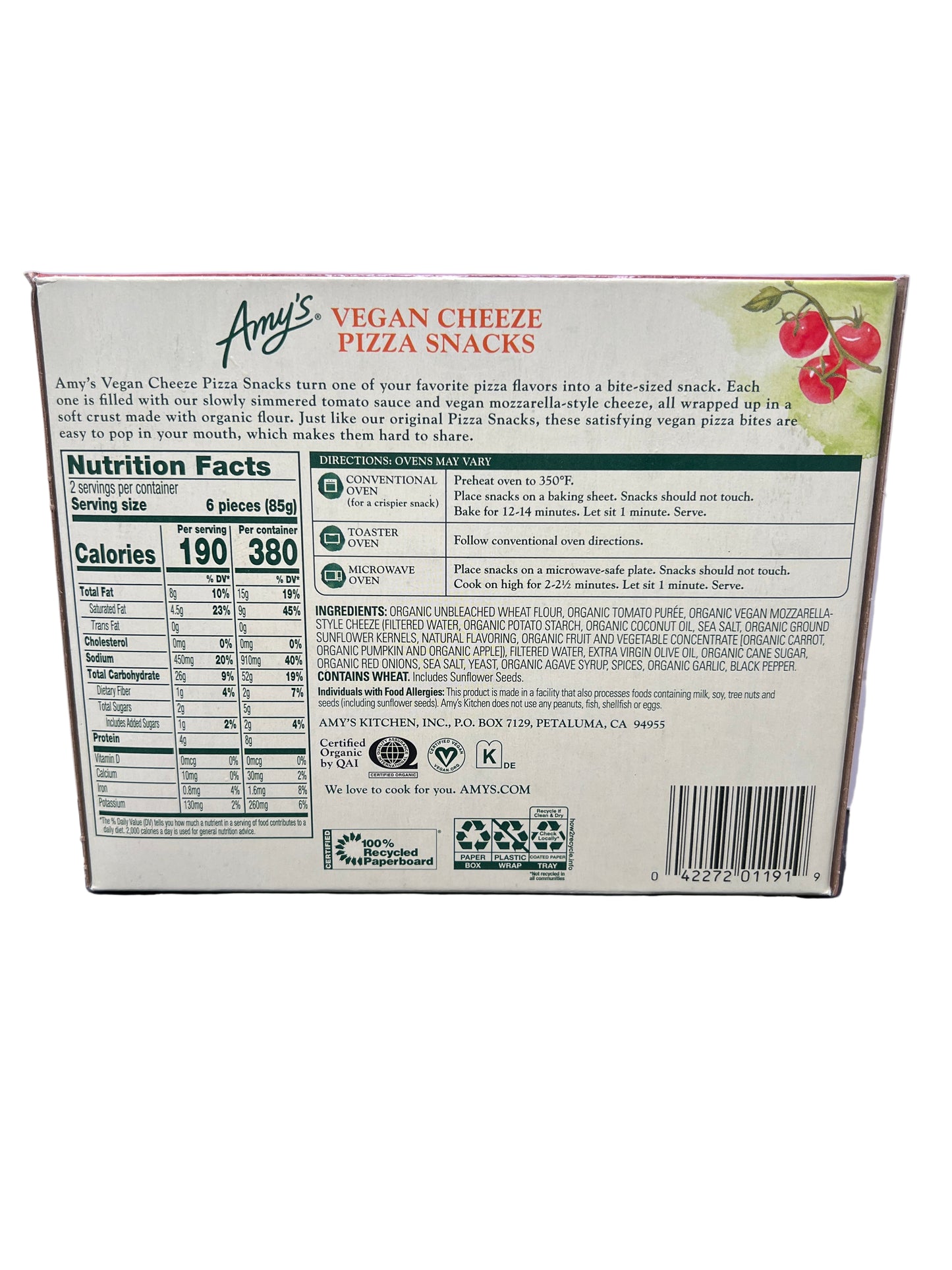 Amy's Vegan Cheese Pizza Snacks