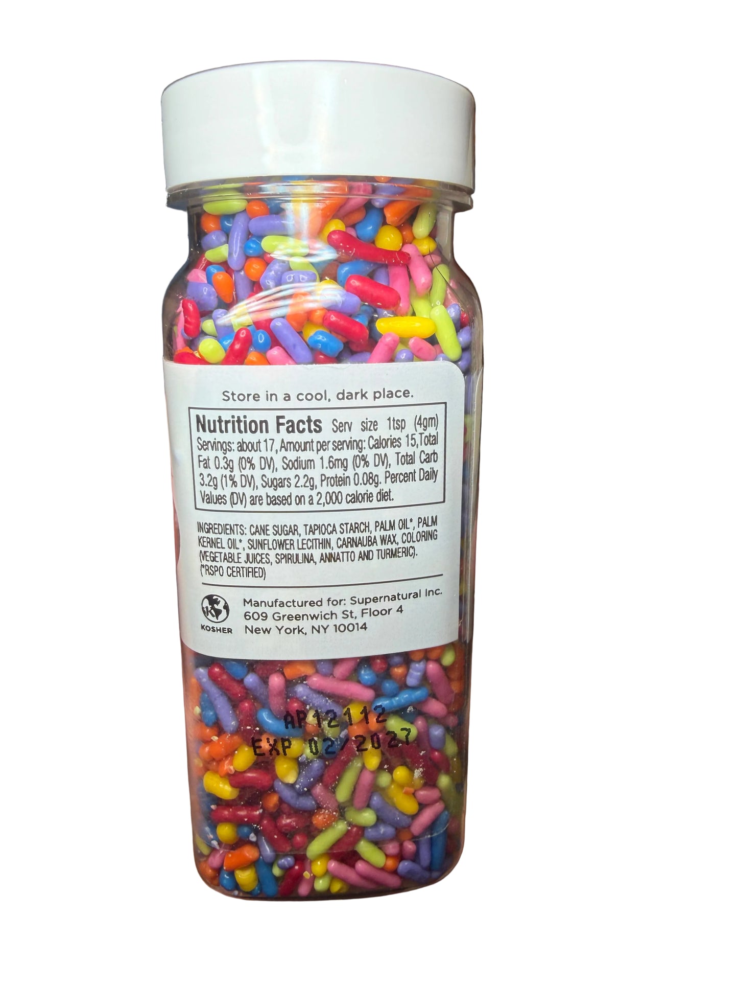 Supernatural - Dye-Free Rainbow Softies Sprinkles, 3oz