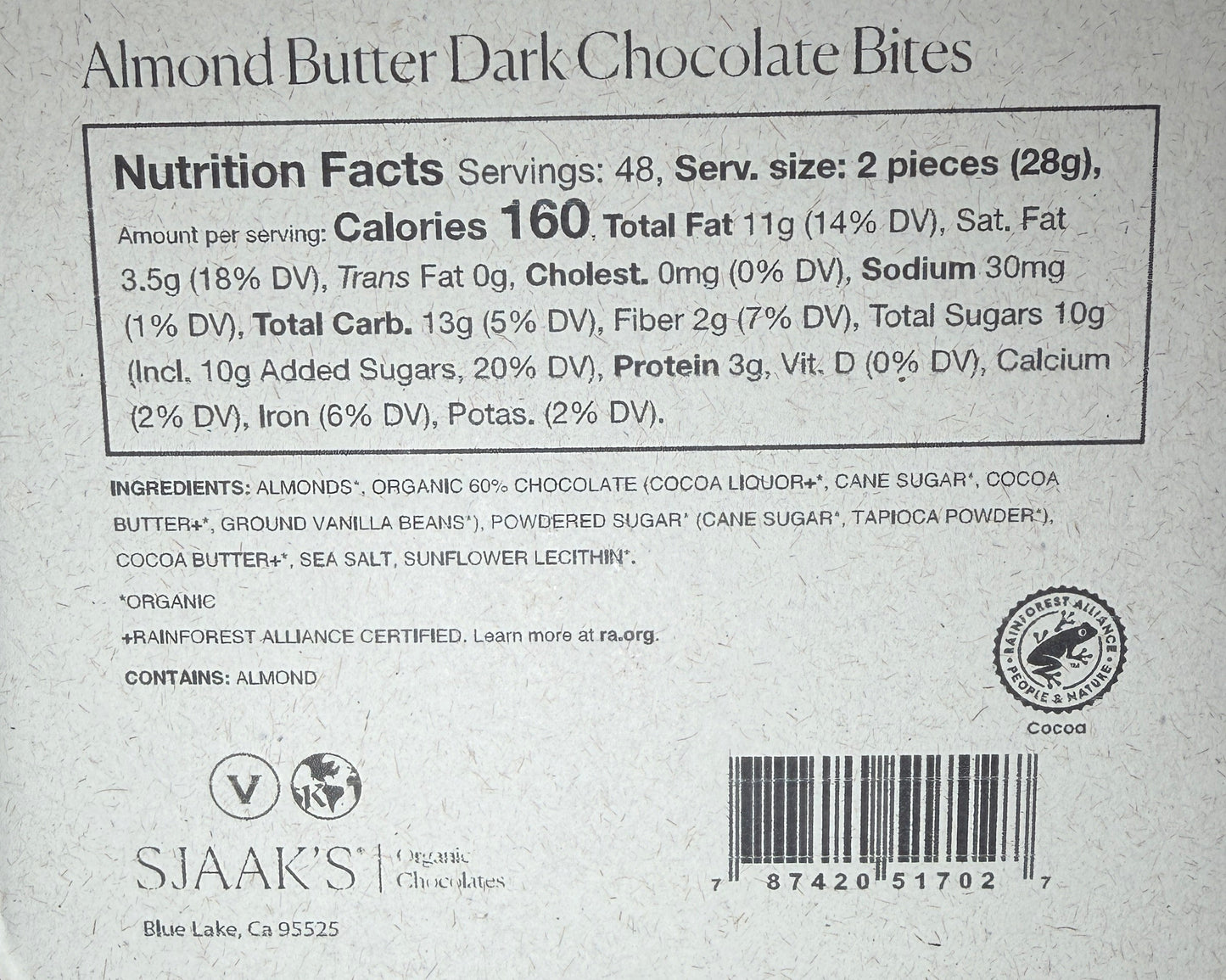 Sjaak's - Almond Butter Dark Chocolate Bite