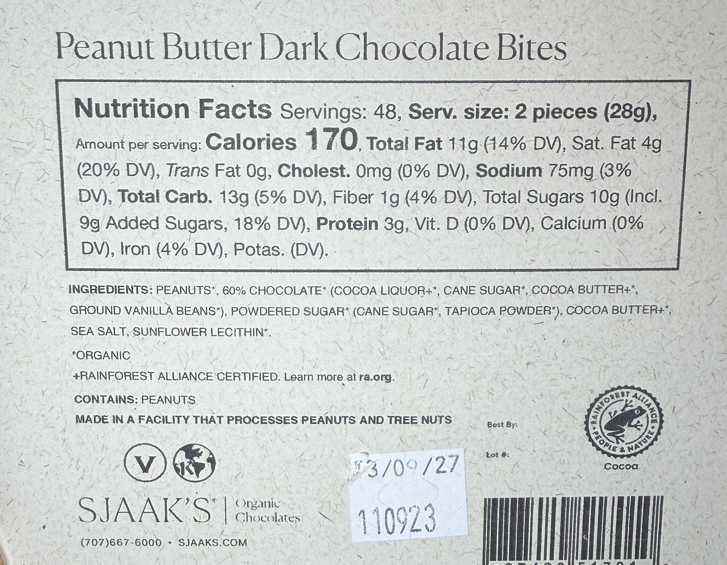 Sjaak's - Peanut Butter Dark Chocolate Bite