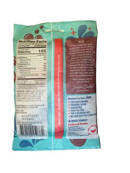 JOM - Swedish Organic and Vegan Sour Retro Cola Gummies
