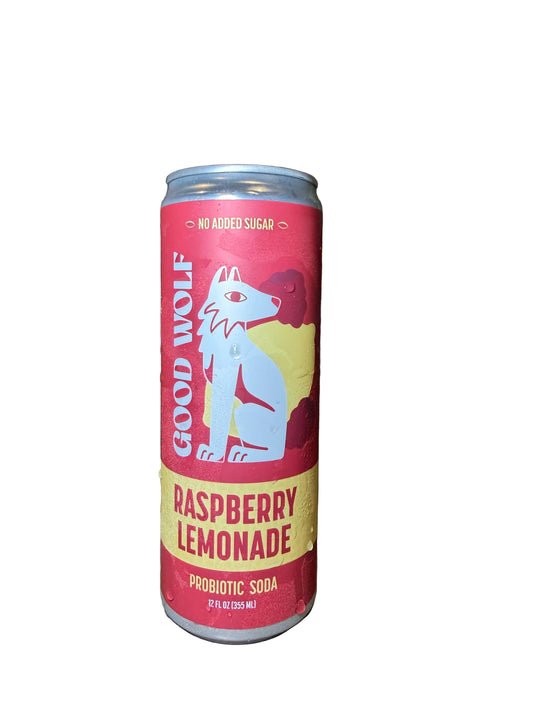 Good Wolf Beverages - Raspberry Lemonade Probiotic Soda - No Added Sugar; Hand-Crafted
