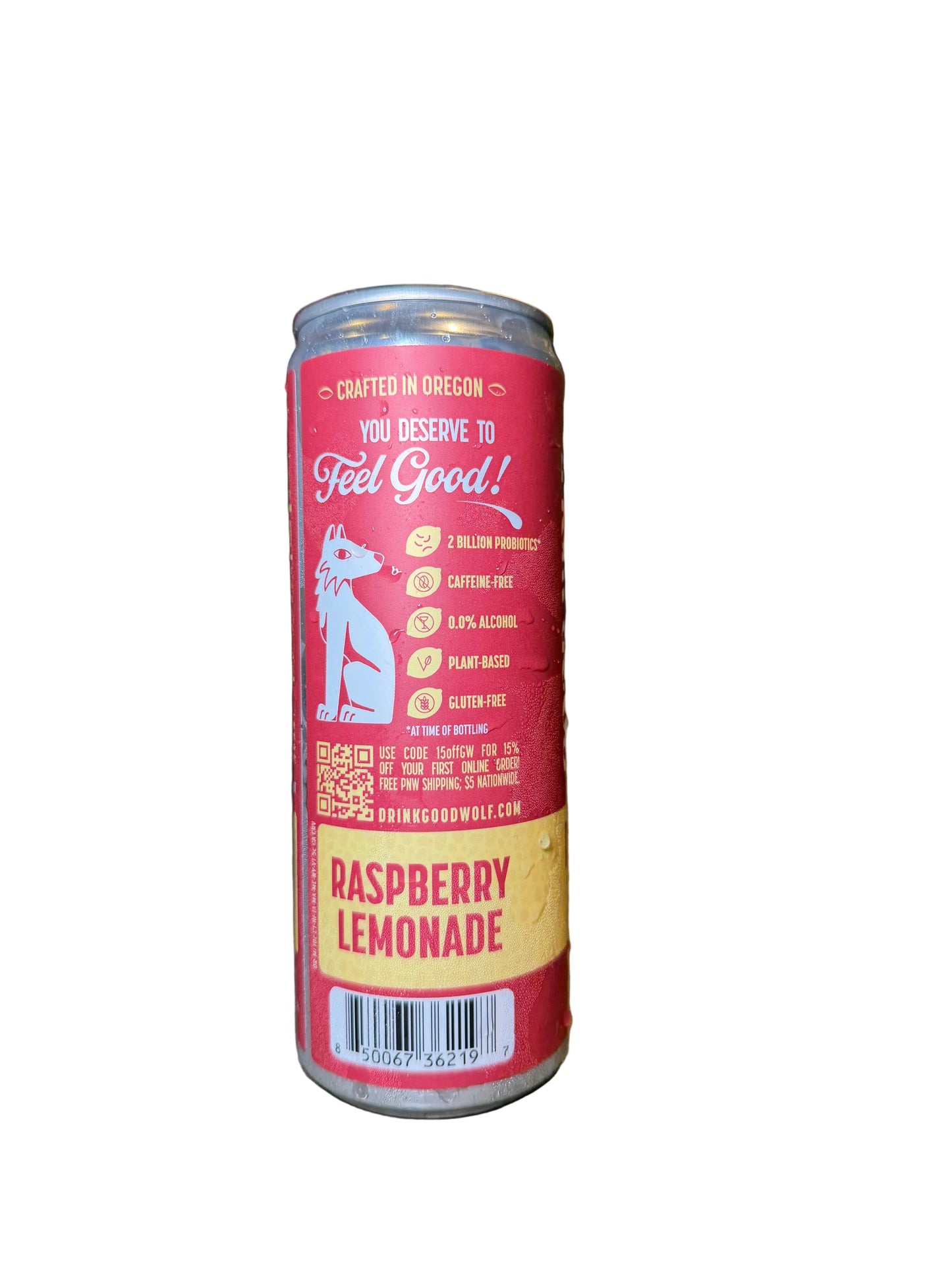 Good Wolf Beverages - Raspberry Lemonade Probiotic Soda - No Added Sugar; Hand-Crafted