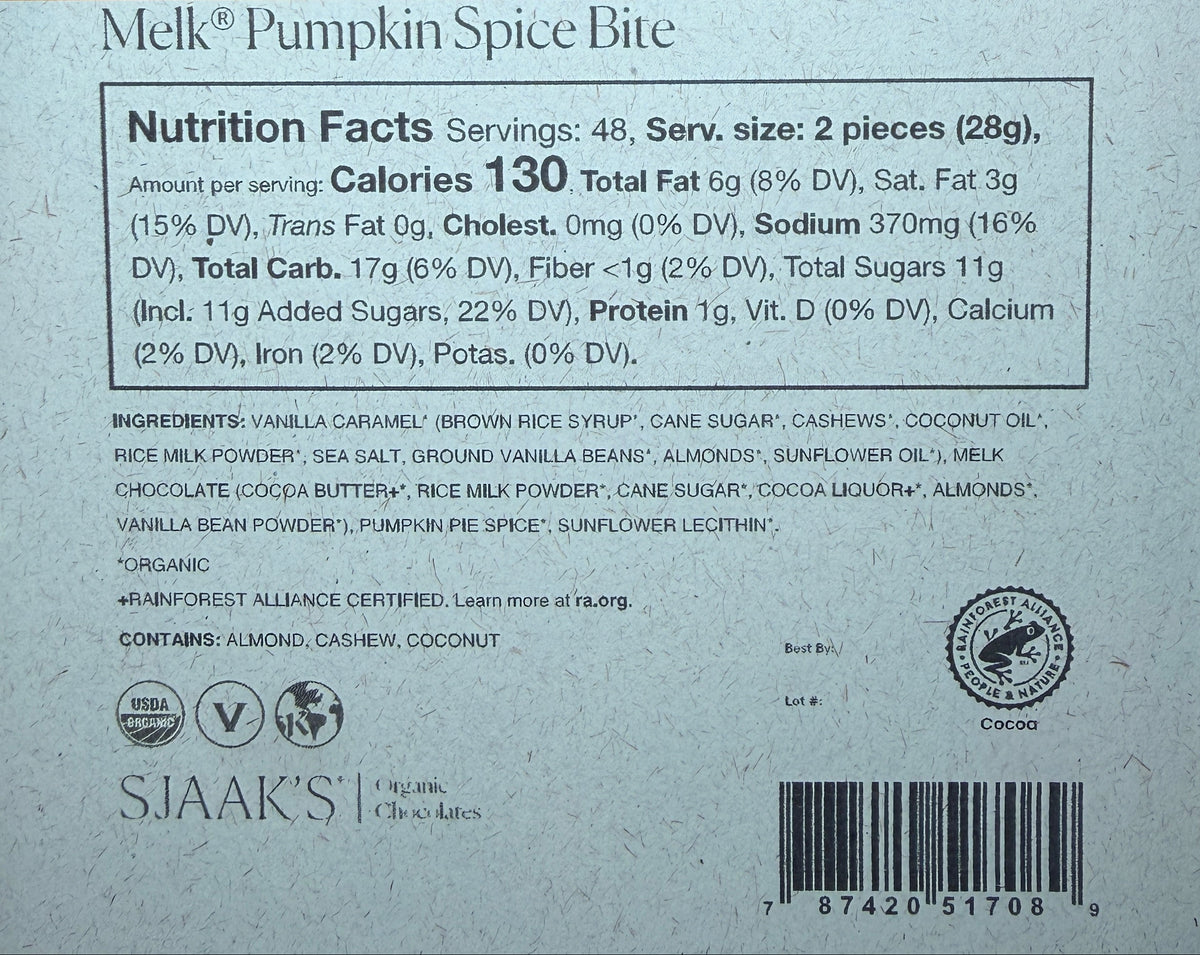 Sjaak's - Pumpkin Spice Melk Chocolate Bite