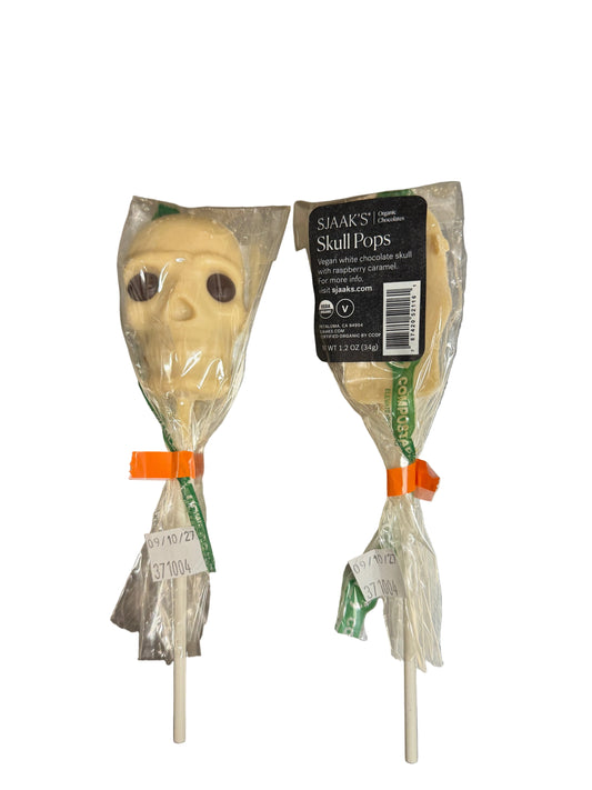 Sjaak's - White Chocolate Skull Pop with Raspberry Filling