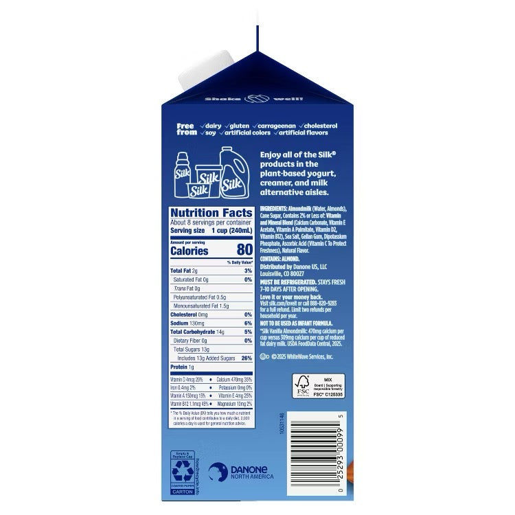 Silk - Almond Milk Unsweetened Vanilla 64oz