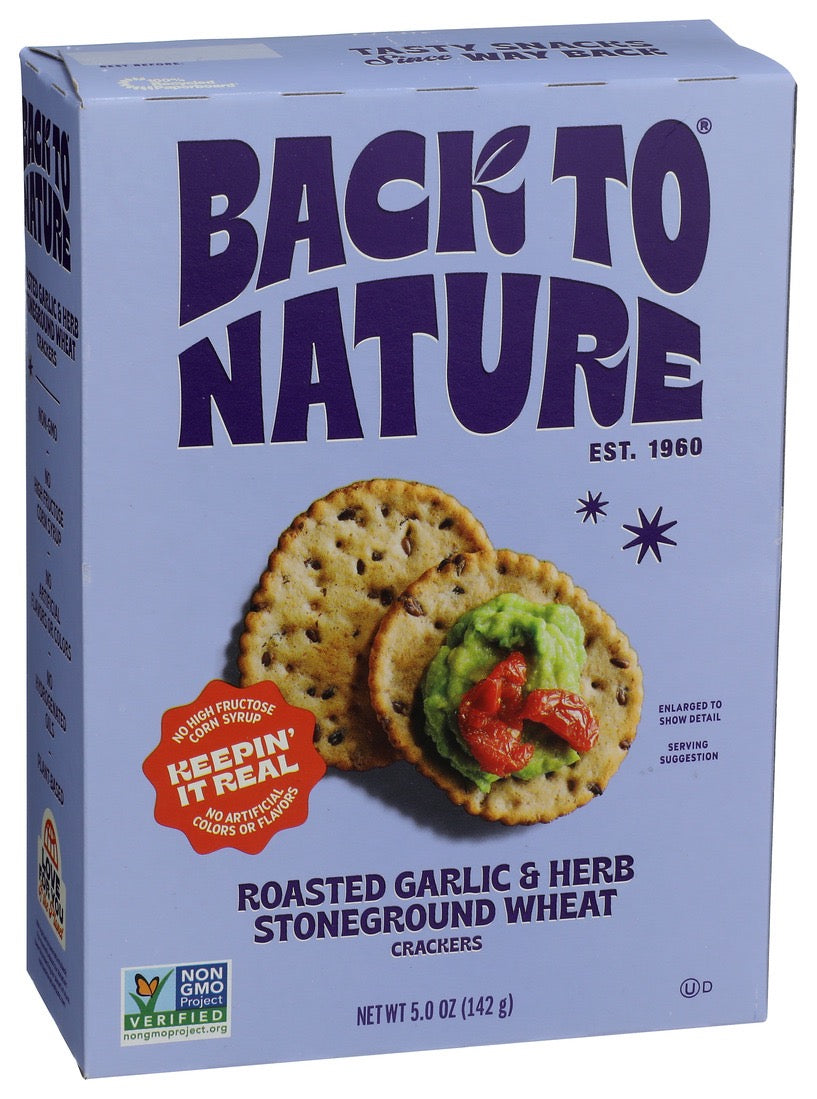 Back to Nature - Roasted Garlic & Herb Stoneground Wheat Crackers