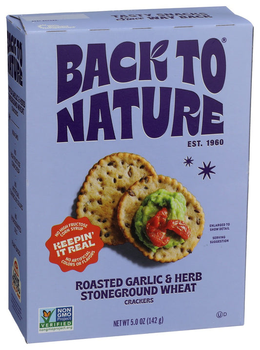 Back to Nature - Roasted Garlic & Herb Stoneground Wheat Crackers