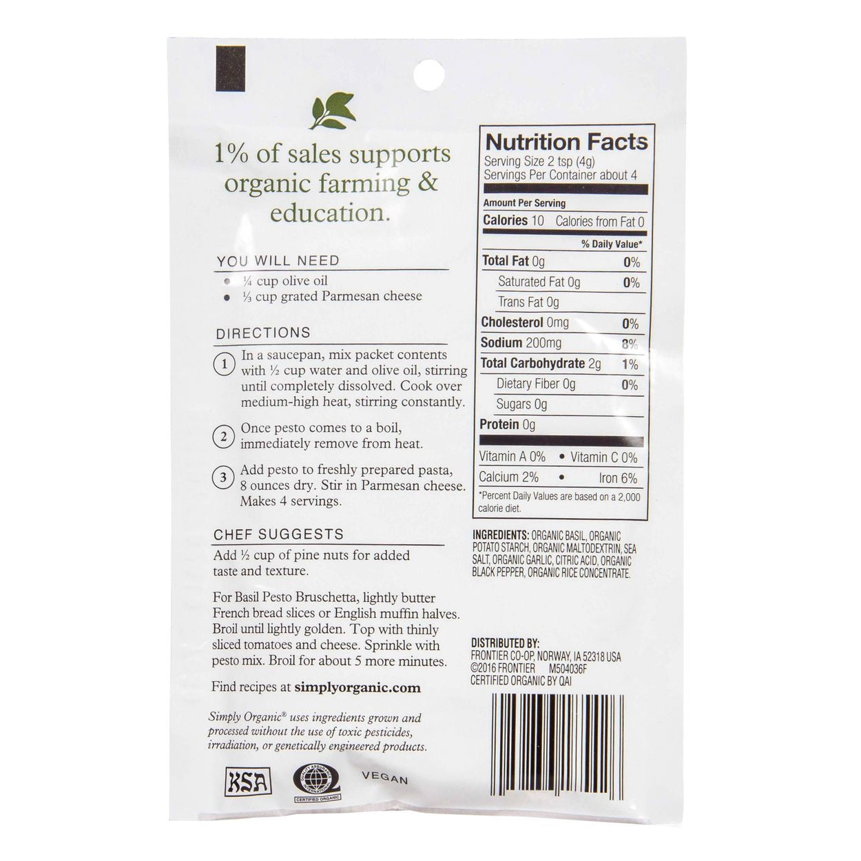 Simply Organic Sweet Basil Pesto