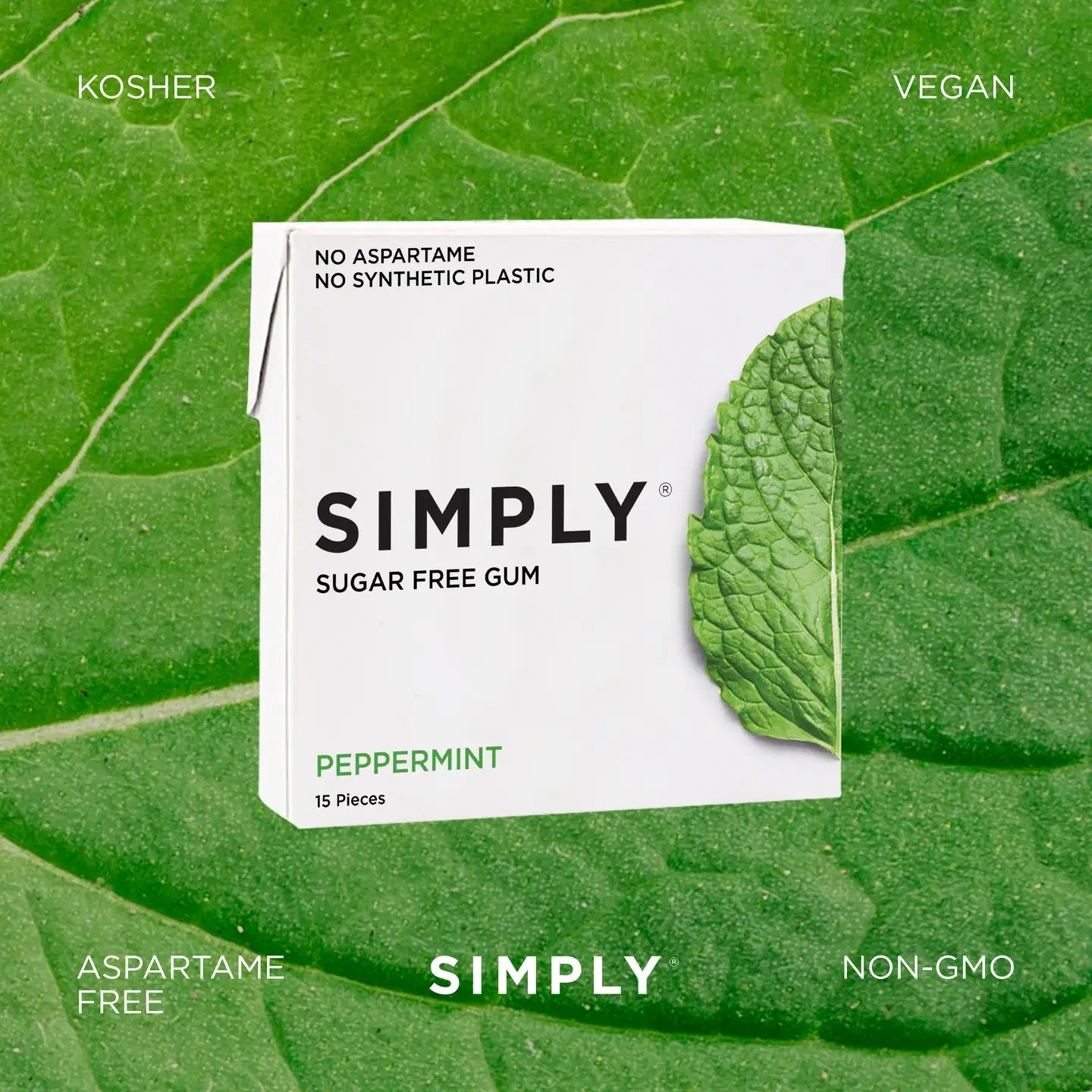 Simply Gum - Sugar Free - Peppermint Gum - Natural + Plastic-Free