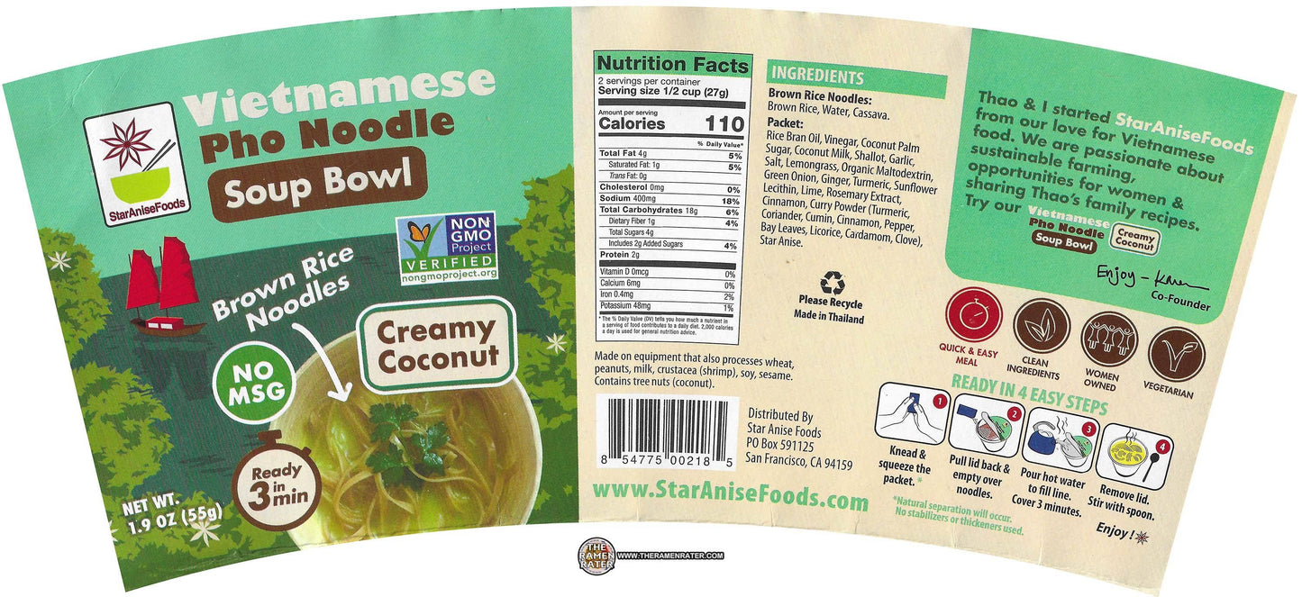 Star Anise Foods Vietnamese Pho Noodle Soup Bowl - Creamy Coconut