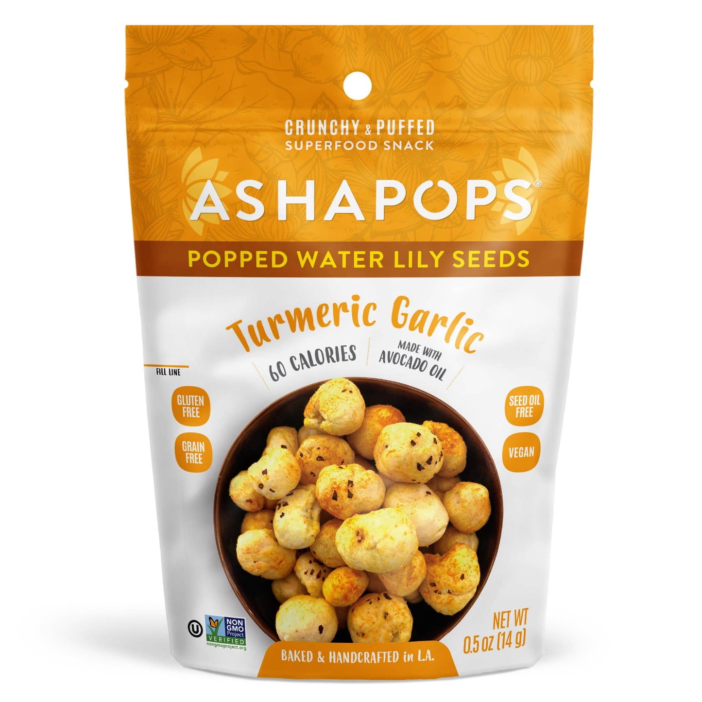 AshaPops - 1oz Turmeric - AshaPops Popped Water Lily Seeds