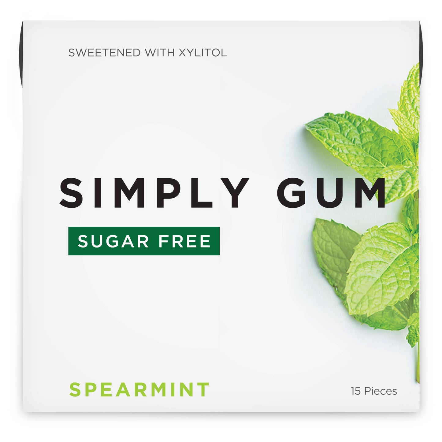 Simply Gum - Sugar Free Spearmint Gum - Natural + Plastic-Free