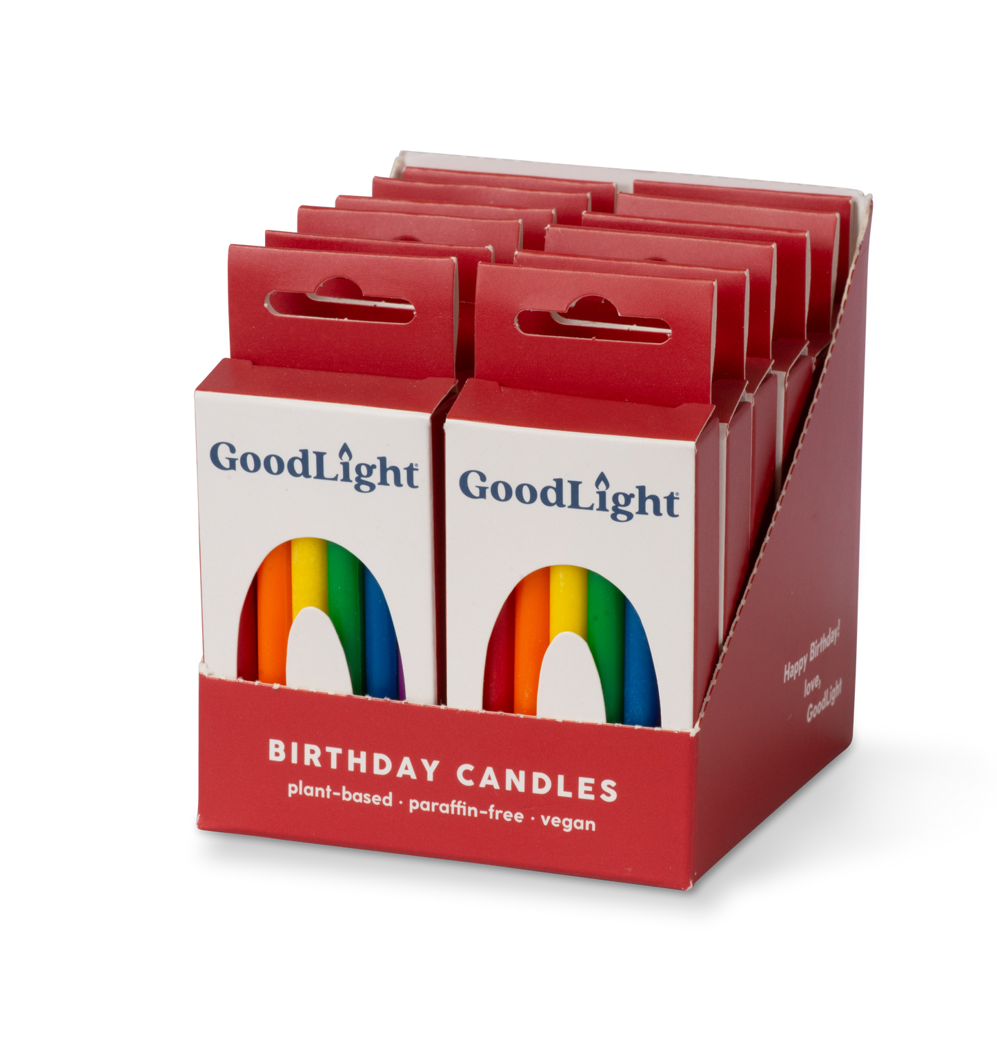 GoodLight Natural Candles - Vegan Birthday Candles | 12-Count Box: Multi-Color