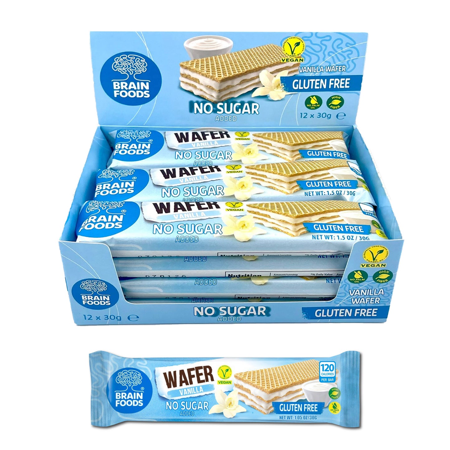 Wilton Mettler LLC - Brain Foods Gluten Free Vegan No Sugar Added Vanilla Wafer