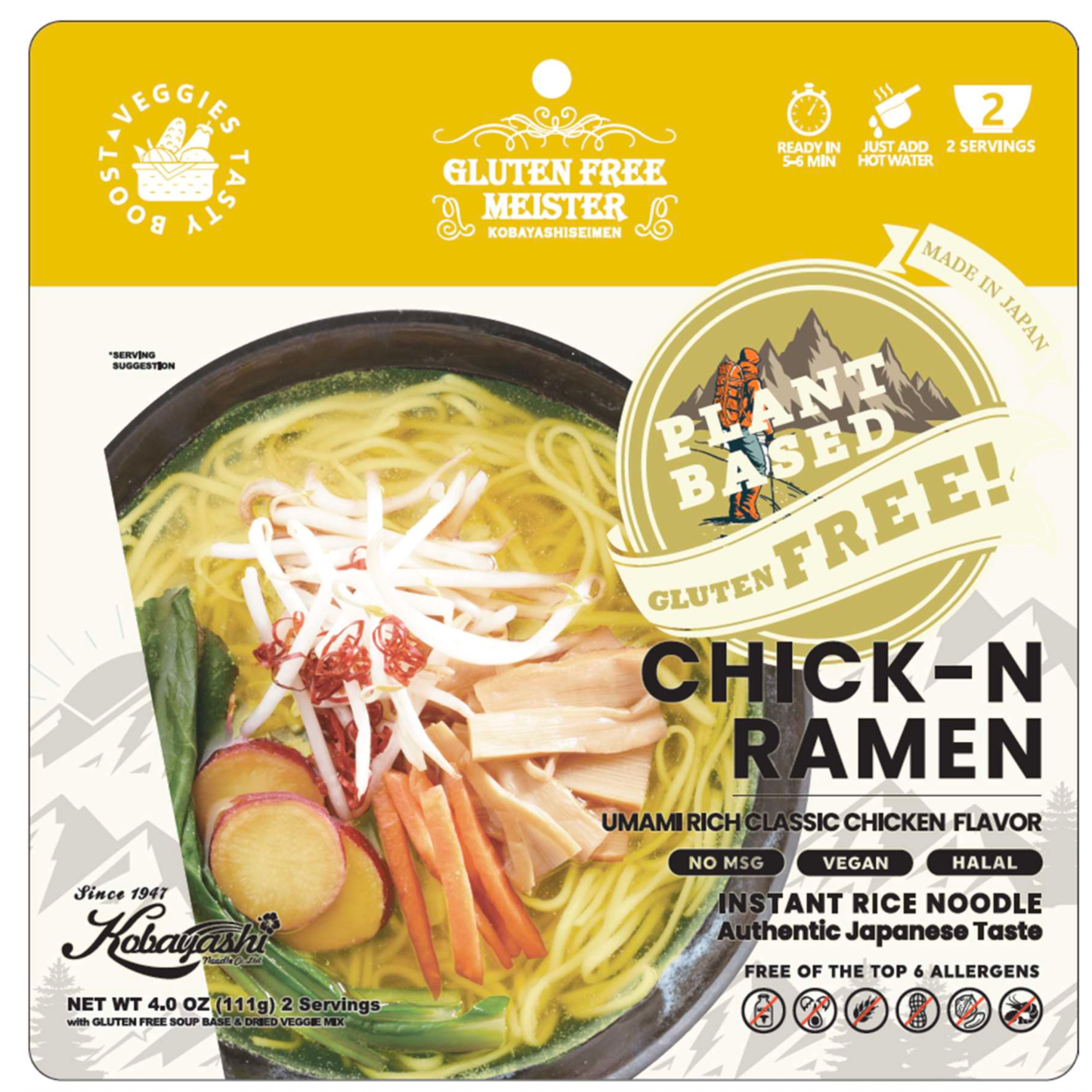 Gluten Free Meister - Outdoor Ramen-CHICK-N 12pk (Vegan/Halal/Gluten Free/No MSG)