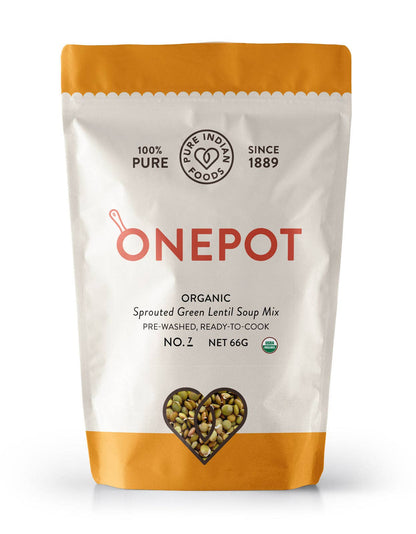 Pure Indian Foods - OnePot Lentil Soup, Single Pack, Ready-to-Cook, Certified Organic: No. 6 - Yellow Split Moong Daal + Our Family Spice Blend