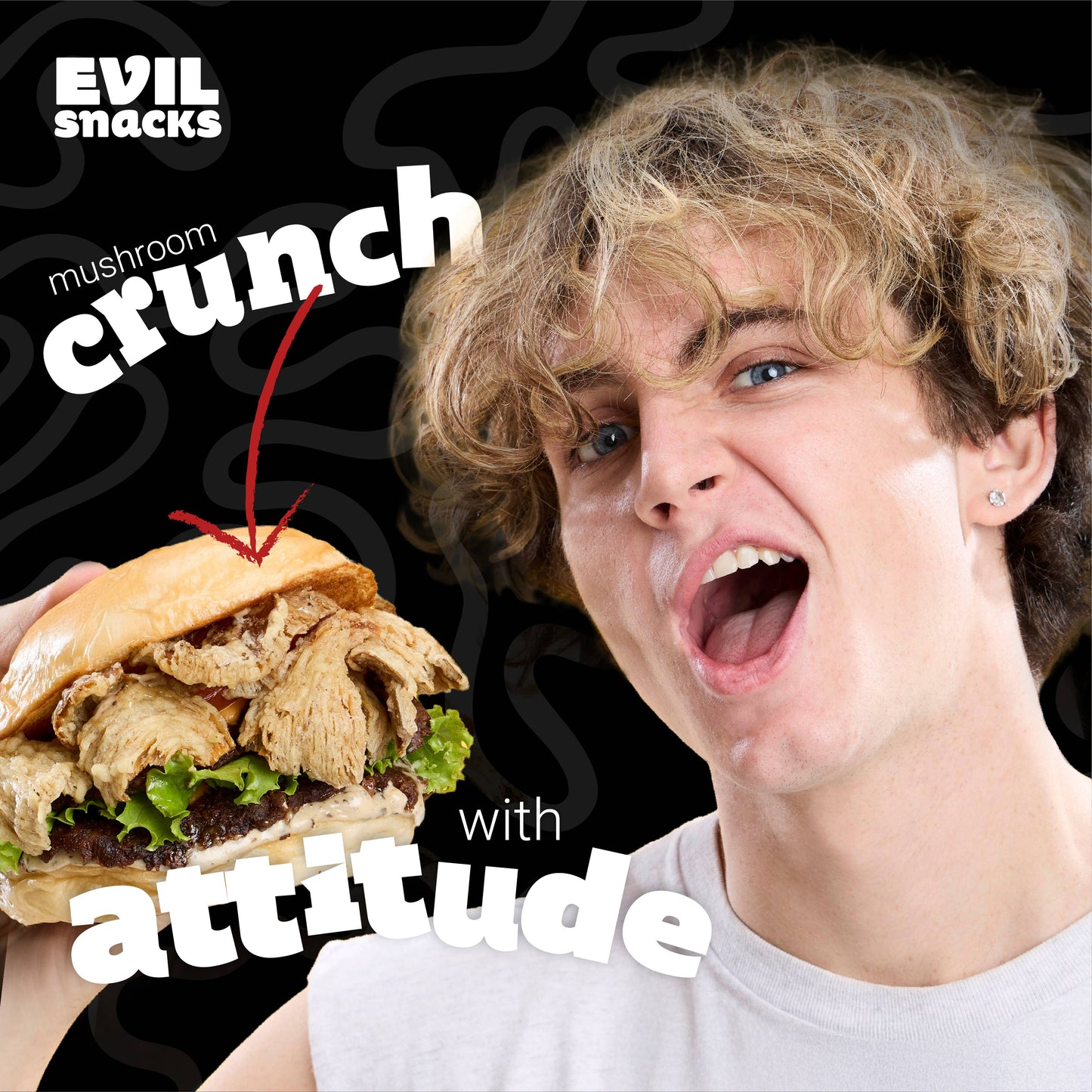 EVIL SNACKS - Crunchy Mushroom Chips Sour Cream Flavor 2oz Bag