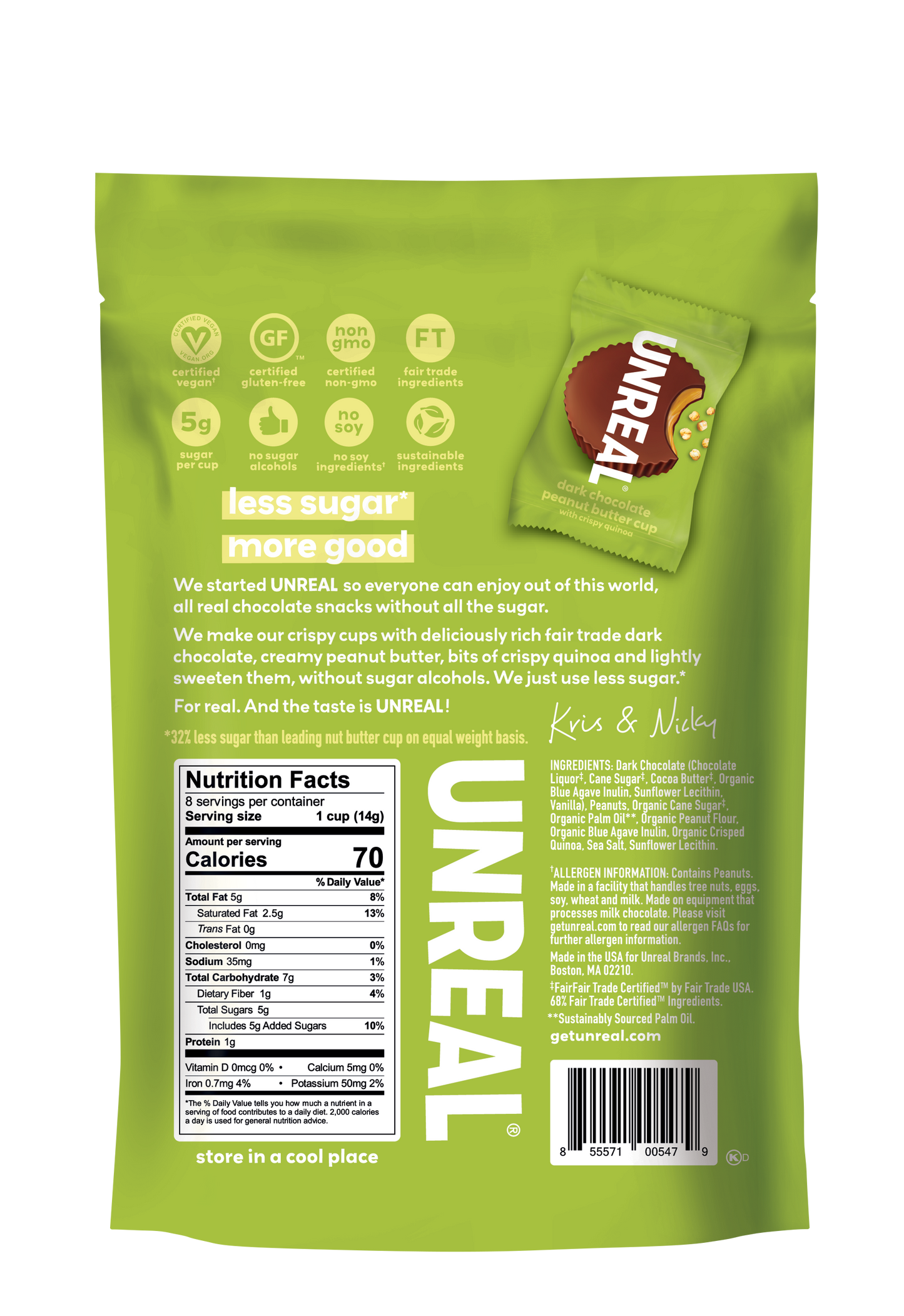 UNREAL - Dark Chocolate Crispy Quinoa Peanut Butter Cups