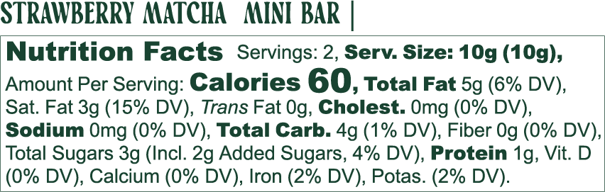 Vital Leaf - Strawberry Matcha Latte Chocolate Mini Bar | Ashwagandha + L-Theanine |