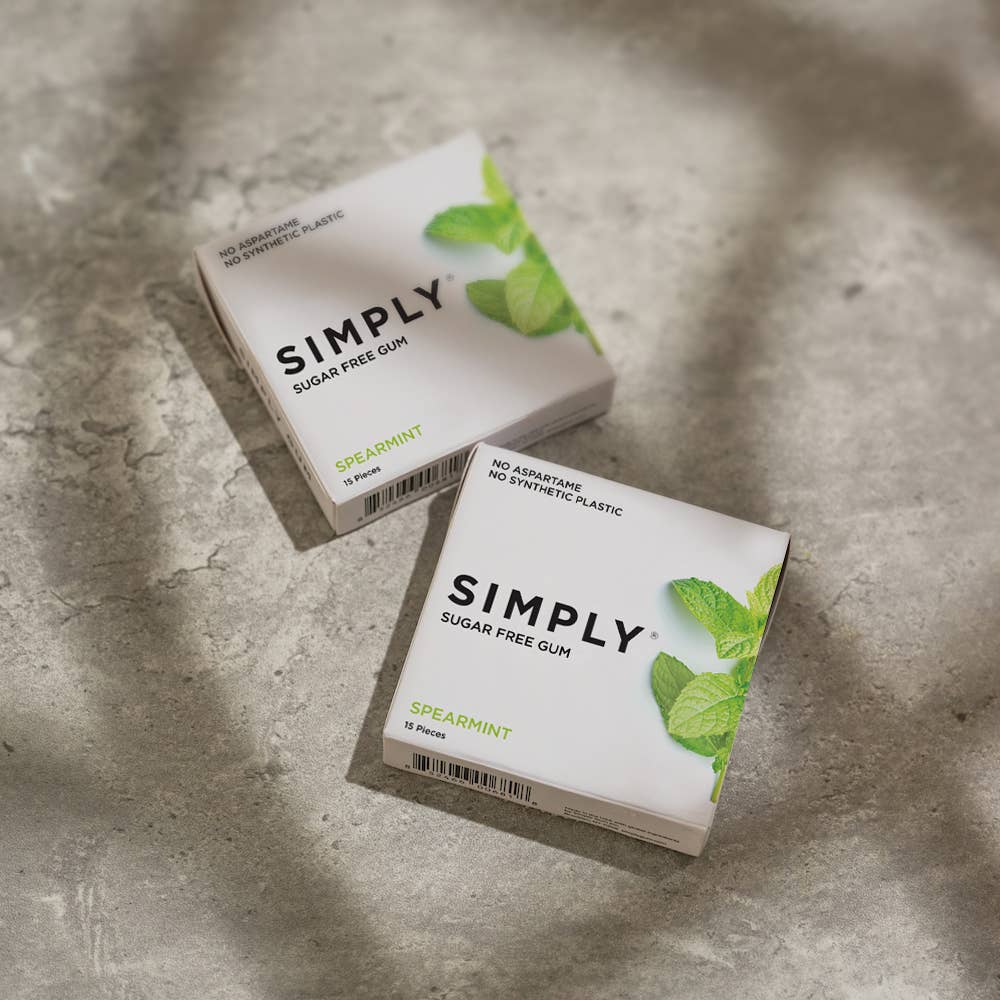 Simply Gum - Sugar Free Spearmint Gum - Natural + Plastic-Free
