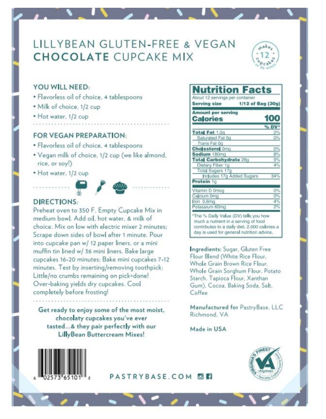LillyBean Baking - Chocolate Cupcake Mix (Vegan & Gluten-Free)
