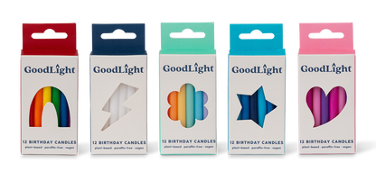GoodLight Natural Candles - Vegan Birthday Candles | 12-Count Box: Multi-Color