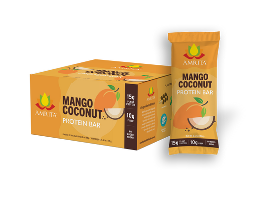Amrita Health Foods - Mango Coconut Protein Bars, High Fiber, No Added Sugar