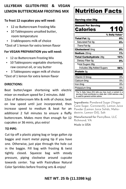 LillyBean Baking - Lemon Buttercream Frosting Mix (Vegan & Gluten-Free)