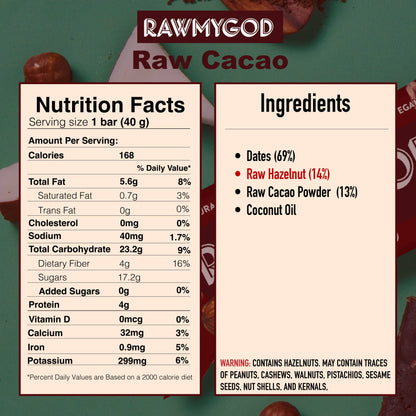 Wilton Mettler LLC - RAWMYGOD Raw Fruit and Nut Bar - Cacao
