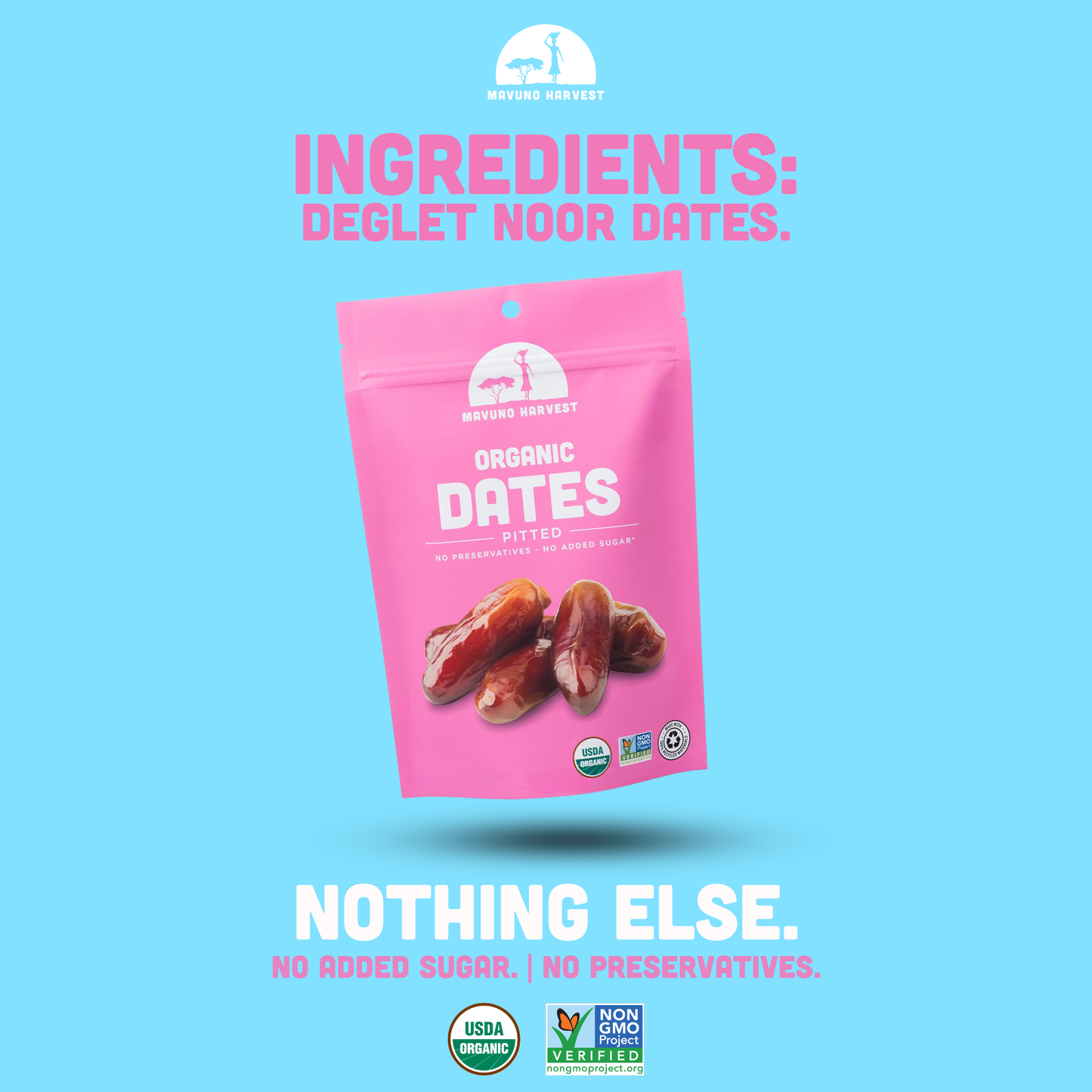 Mavuno Harvest - Pitted Dates, 6-pack case: 4 OZ