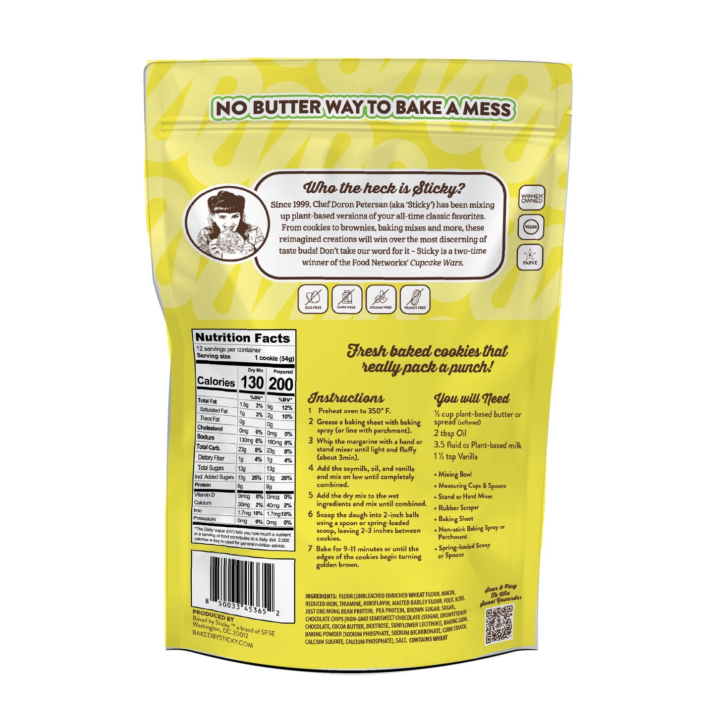 Baked by Sticky - High-Protein Chocolate Chip Cookie Mix, 9g Plant Protein