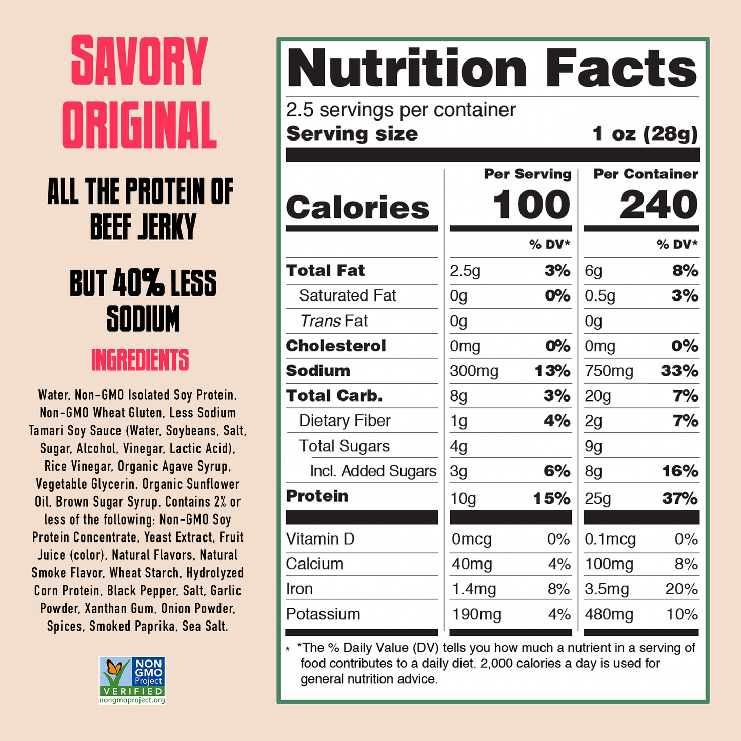 AGRO POWER Jerky - AGRO POWER Jerky - Vegan - Savory Original (8 x 2.5oz Bags)