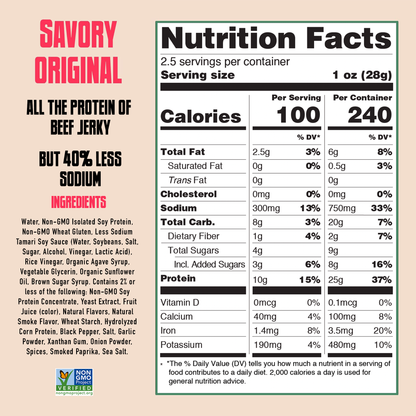 AGRO POWER Jerky - AGRO POWER Jerky - Vegan - Savory Original (8 x 2.5oz Bags)