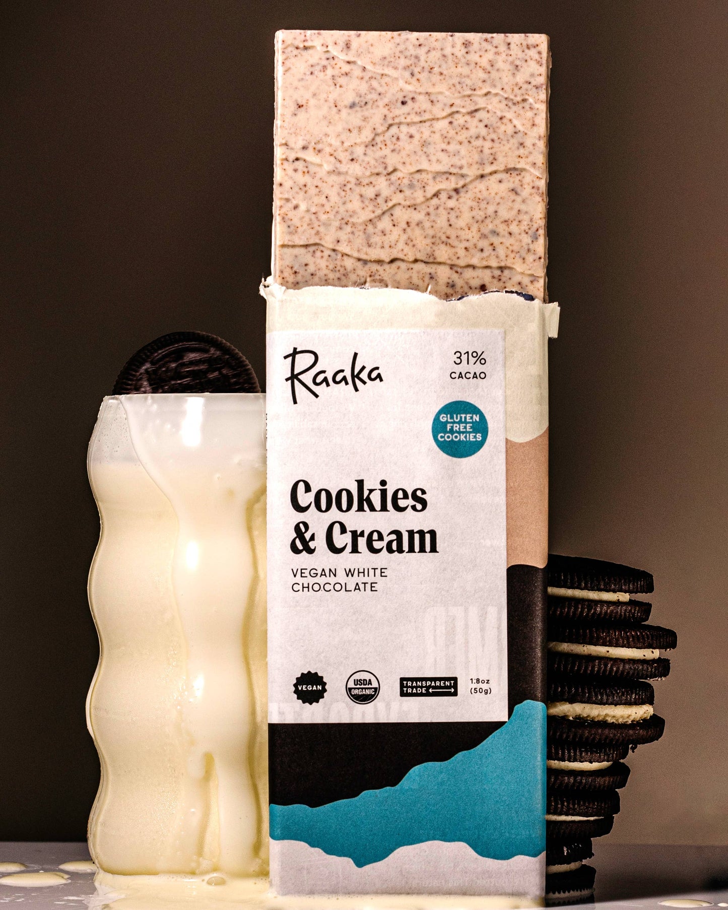 Raaka Chocolate - Cookies & Cream Vegan White Chocolate Bar