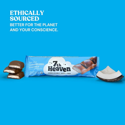 7th Heaven Chocolate - Vegan Oat Milk Chocolate Bar -  Caramelized Coconut, Non-GMO