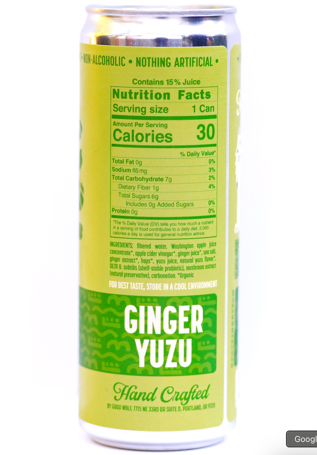 Good Wolf Beverages - Ginger Yuzu Probiotic Soda - No Added Sugar; Hand-Crafted