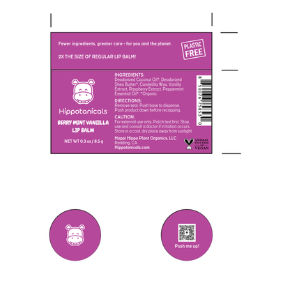 Hippotanicals - Vegan Lip Balm : Berry Mint Vanilla