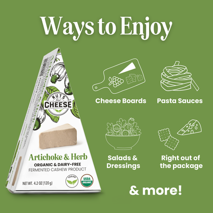 Nuts For Cheese - Artichoke & Herb Cashew Cheese Wedge | Organic | Vegan