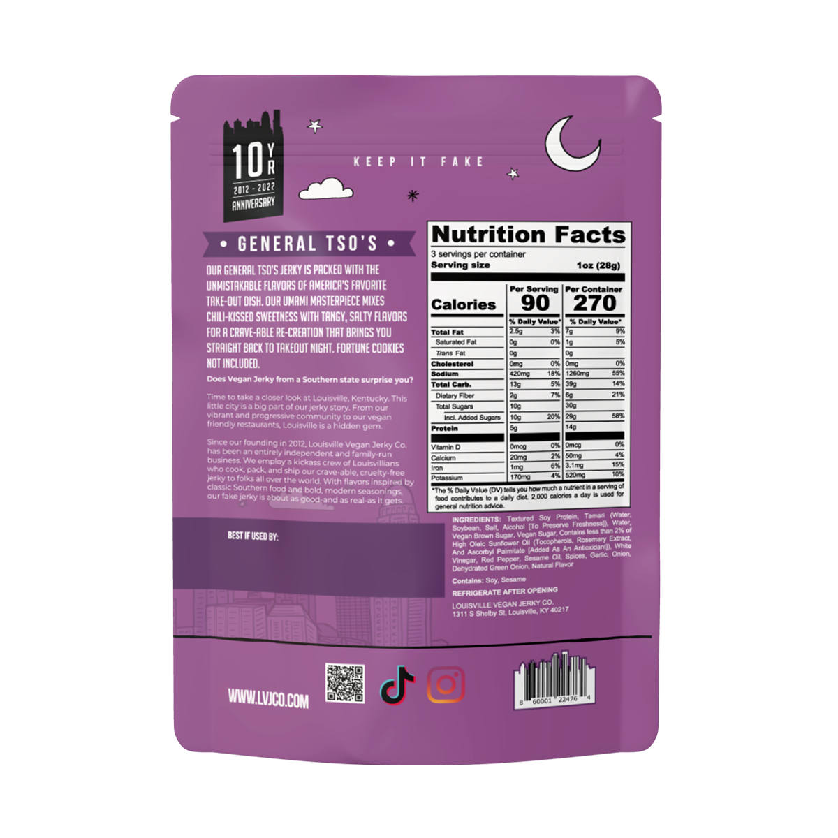 Louisville Vegan Jerky Co. - General Tso's Jerky