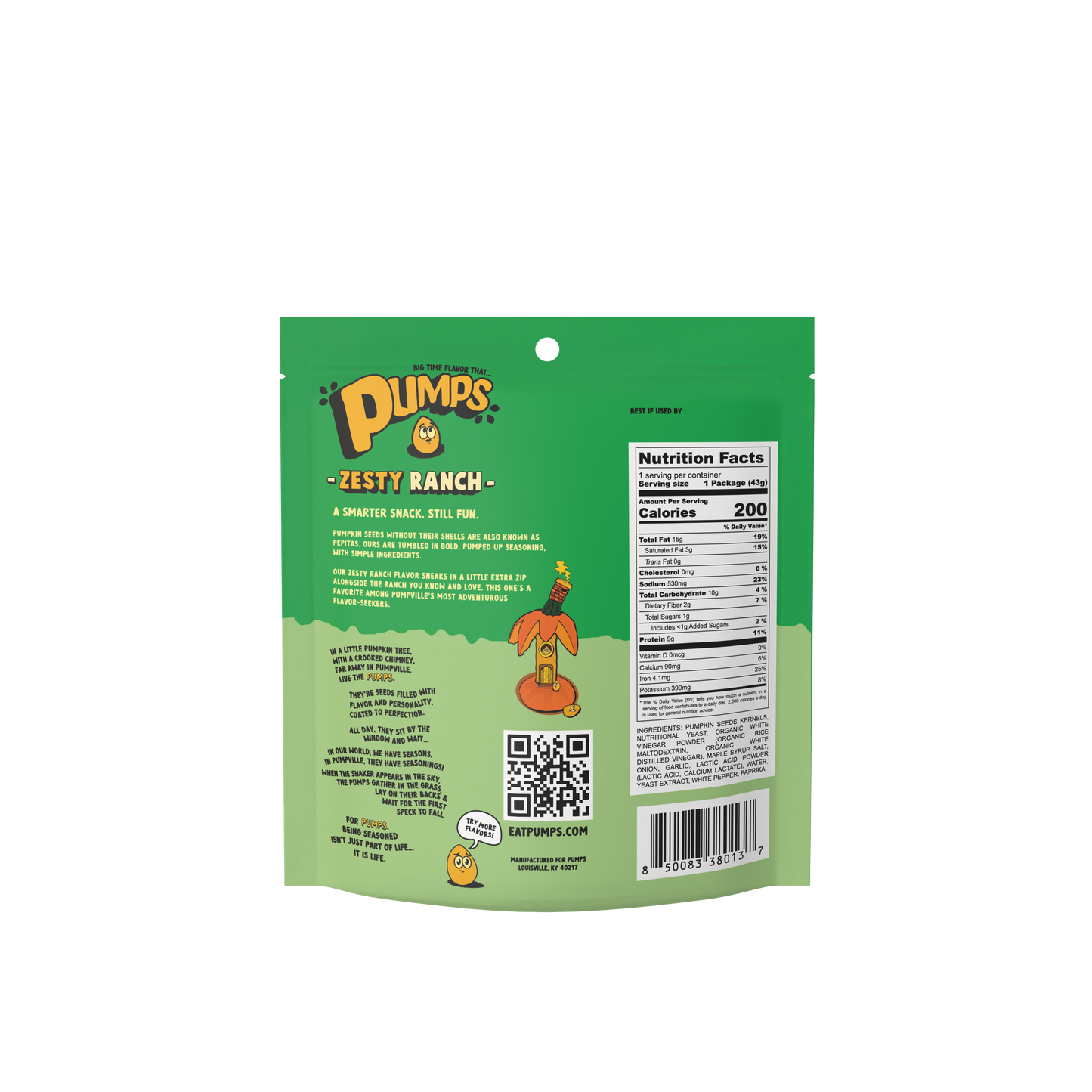 Louisville Brands - Pumps Toasted Pumpkin Seeds  - Zesty Ranch