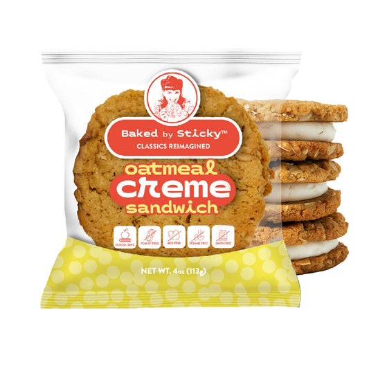 Baked by Sticky - Chewy Vegan Oatmeal Creme Cookie, Plant Based, Kosher